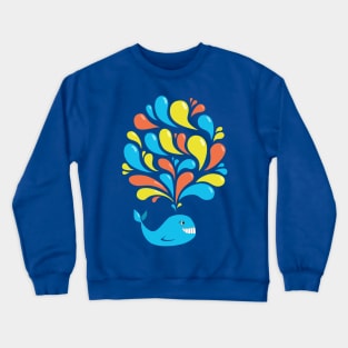 Colorful Splash Happy Cartoon Whale Crewneck Sweatshirt